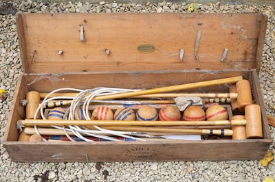 Lot 798 - A Jaques croquet set in a pine box with seven...