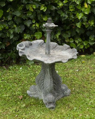 Lot 799 - An old cast lead fountain with shell shaped...