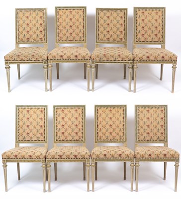 Lot 310 - A set of eight Scandinavian painted dining...