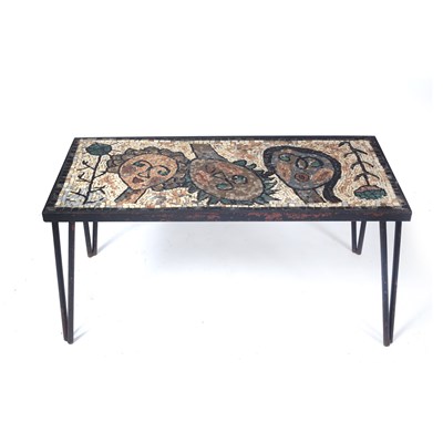 Lot 311 - A mosaic tile inlaid rectangular table 101cm...