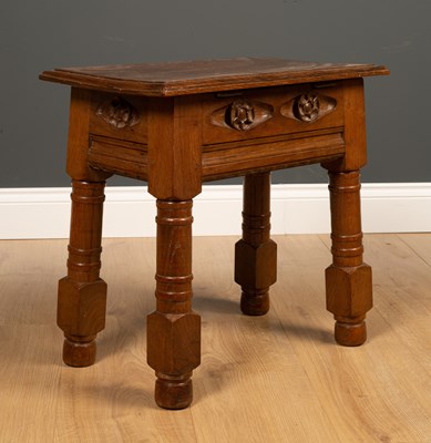 Lot 117 - A carved oak box seat joint stool signed...