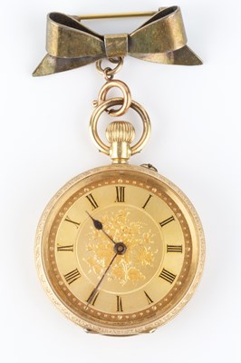 Lot 306 - An open face fob watch, the circular gilt dial...