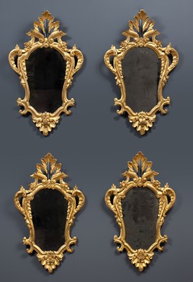 Lot 295 - A set of four 19th Century Tuscan gilt framed...