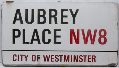 Lot 123 - An enamel London road sign for 'AUBREY PLACE NW8'