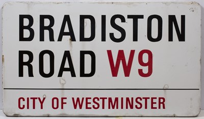 Lot 125 - An enamel London road sign for 'BRADISTON ROAD...