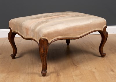 Lot 233 - A continental style walnut rectangular stool...