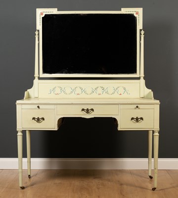 Lot 330 - A green painted dressing table with swing...