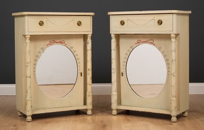 Lot 331 - A pair of green painted bedside cabinets, each...