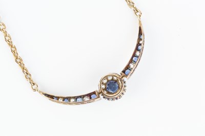 Lot 188 - A sapphire and diamond pendant necklace,...