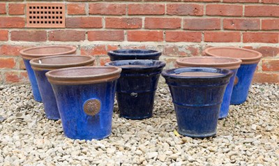 Lot 841 - A group of eight various blue glazed...