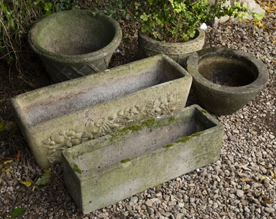 Lot 853 - Two cast reconstituted stone troughs or...