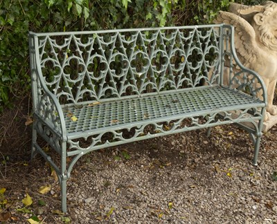 Lot 854 - A gothic style cast aluminium green painted...