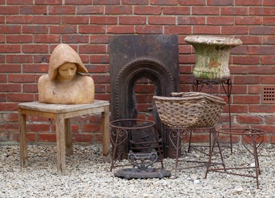 Lot 863 - A small square teak garden table together with...