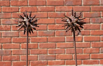 Lot 868 - A pair of 'Allium Seed Head' welded sculptural...