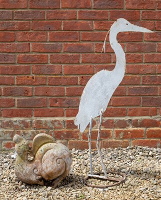 Lot 873 - A painted wrought iron ornamental heron...