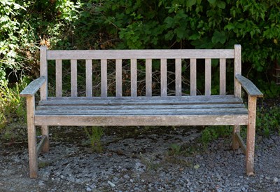 Lot 874 - A small teak garden bench 158cm wide