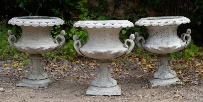 Lot 875 - A set of three antique French cast zinc white...