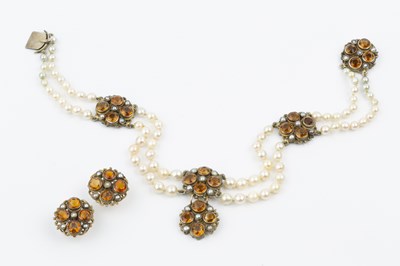 Lot 113 - An Austro-Hungarian cultured pearl and citrine...