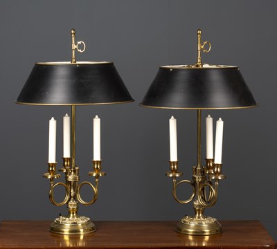 Lot 531 - A pair of brass continental style table lamps...