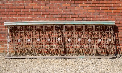 Lot 653 - A decorative antique wrought iron balustrade...