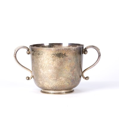 Lot 501 - Silver twin handled trophy cup or porringer...