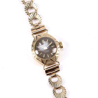 Lot 473 - 9ct gold cased ladies Delvina wristwatch on...