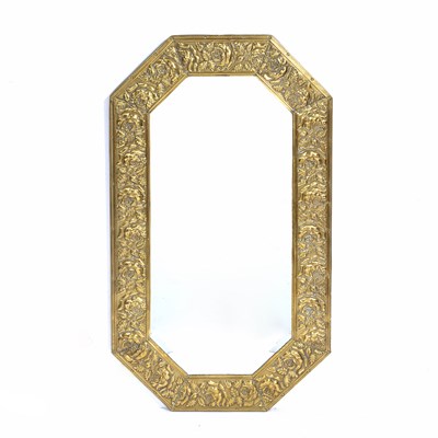 Lot 37 - Arts and Crafts style brass embossed frame...