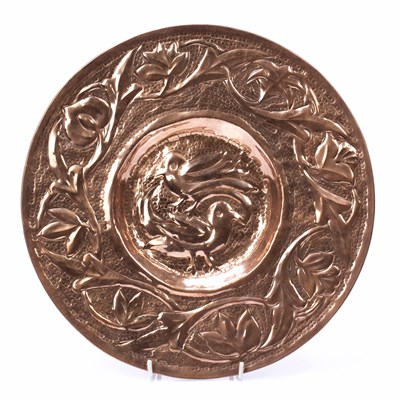 Lot 457 - Arts and Crafts style copper charger or dish,...