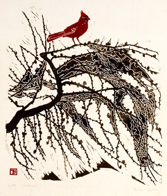 Lot 159 - Tessa Beaver (1932-2018) 'Cardinal' woodblock...