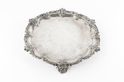 Lot 826 - A mid Victorian silver salver, the shaped...