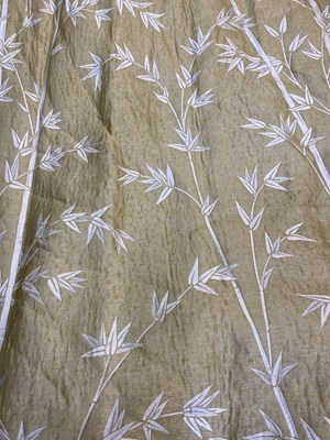 Lot 546 - A pair of large silk bamboo lined curtains,...