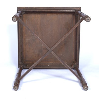 Lot 44 - Arts and Crafts oak square table on x...