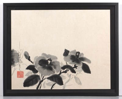 Lot 210 - Takumasa Ono (b.1959) 'Camellia', ink on paper,...