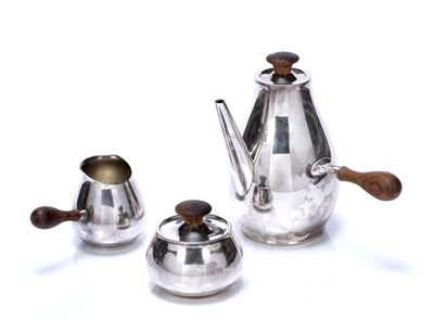 Lot 460 - Silver-plated three-piece chocolate service...