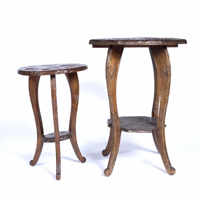 Lot 60 - Liberty and Co Two 'Japanese' carved tables,...