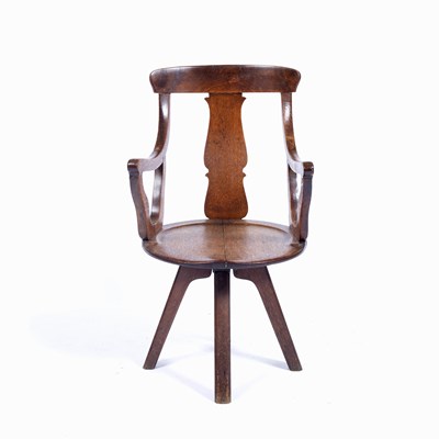 Lot 80 - 1930's swivel desk chair, mahogany, unmarked,...