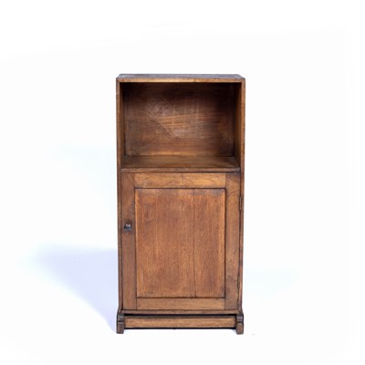 Lot 66 - Cotswold School oak bedside table or cupboard,...