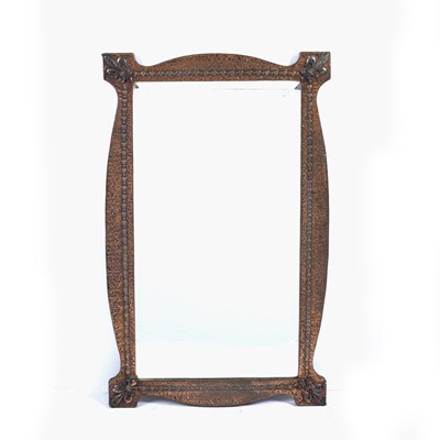 Lot 76 - Arts and Crafts style copper framed mirror,...