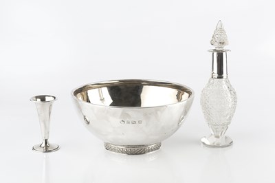 Lot 834 - A silver bowl of plain design, the foot rim...