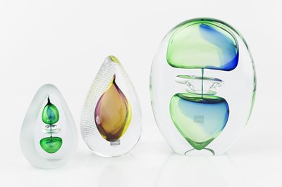 Lot 861 - Svaja Glass Three art glass sculptures each...