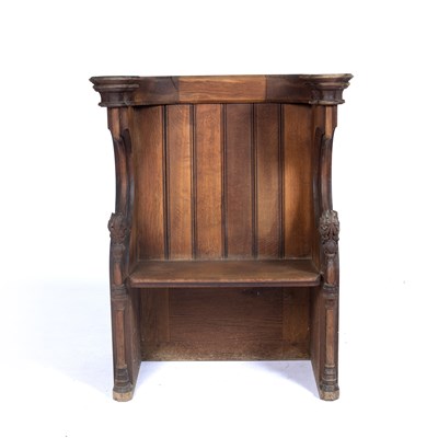 Lot 81 - Church readers pew oak, single-seat pew in...