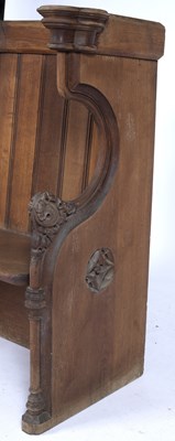 Lot 81 - Church readers pew oak, single-seat pew in...
