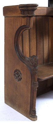 Lot 81 - Church readers pew oak, single-seat pew in...