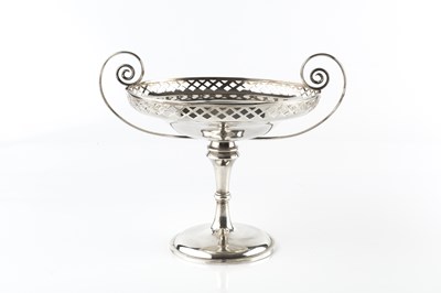 Lot 838 - A silver twin-handled tazza, with lattice...