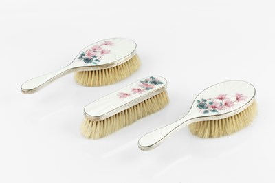 Lot 507 - A pair of silver and enamel backed hair...