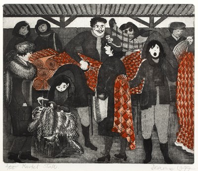 Lot 232 - 20th Century School 'Market stall' etching,...