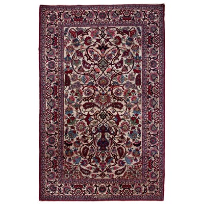 Lot 596 - A Persian Kashan part silk rug with an all...