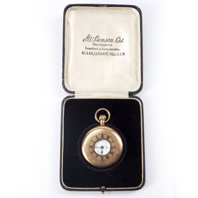 Lot 472 - 9ct gold J.W. Benson half hunter pocket watch...