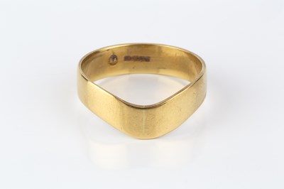 Lot 279 - An 18ct gold wedding band, of shaped flat...