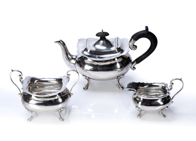 Lot 513 - Silver three piece bachelor's tea set...